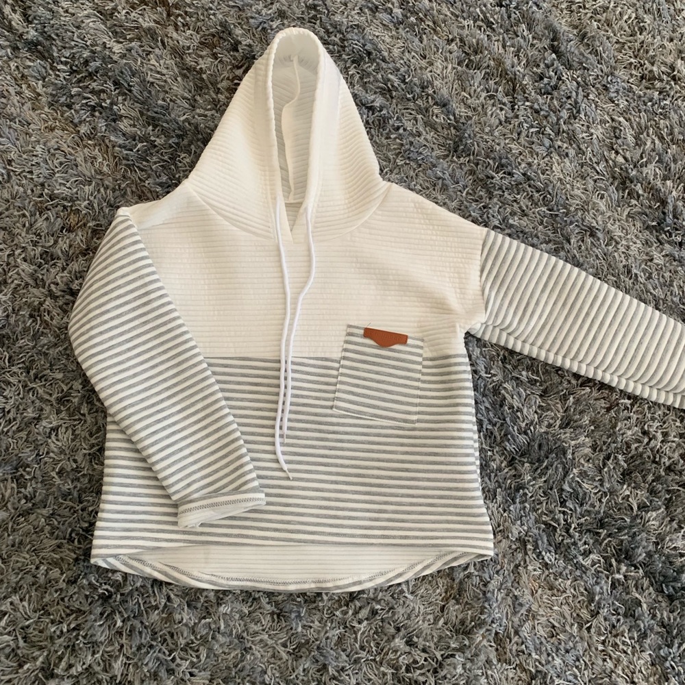 Grey and White Hoodie Shirt